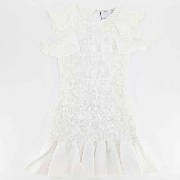 C/Meo Collective Women's Expired Sleeveless Ruffle Smocked White Dress Size 8 - Picture 2 of 10